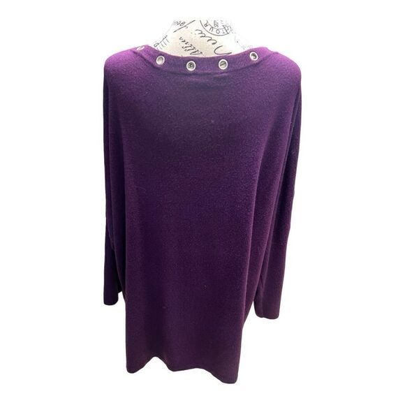 NWOT Anthony Original Purple Long Sleeve Sweater with Metal Ring Detail Sz 2X - Picture 3 of 7